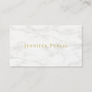 Elegant Gold Text White Marble Minimalist Modern Visitekaartje
