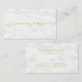 Elegant Gold Text White Marble Minimalist Modern Visitekaartje (Voorkant / Achterkant)