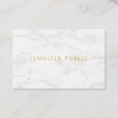 Elegant Gold Text White Marble Modern minimalist Visitekaartje