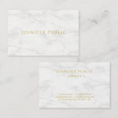 Elegant Gold Text White Marble Modern minimalist Visitekaartje (Voorkant / Achterkant)
