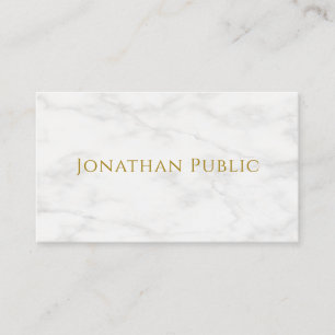 Elegant Gold Text White Marble Sjabloon Moderne Visitekaartje