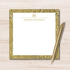Elegant Gold Texture One Border Monogram Name  Notitiekaartje
