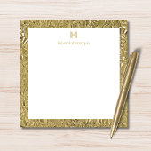 Elegant Gold Texture One Border Monogram Name  Notitiekaartje