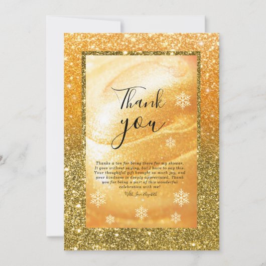 Elegant Gold Thank You Card | Glitter and Pearl Kaart (Voorkant)