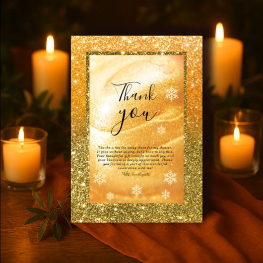 Elegant Gold Thank You Card | Glitter and Pearl Kaart
