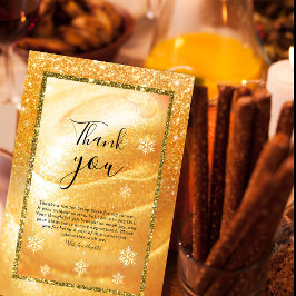 Elegant Gold Thank You Card | Glitter and Pearl Kaart