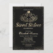 Elegant Gold Tiara Confetti Sweet 16 Kaart (Voorkant)