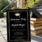 Elegant Gold Tiara Glitter Graduation Cap, Confett Kaart