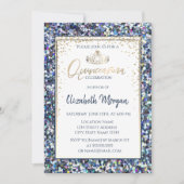 Elegant Gold Tiara, Sequins Diamonds Quinceanera Kaart (Voorkant)