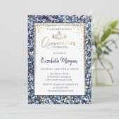 Elegant Gold Tiara, Sequins Diamonds Quinceanera Kaart (Staand voorkant)