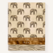 Elegant Gold Tiger Elephant Monogram Initialen Notitieboek (Voorkant)