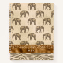 Elegant Gold Tiger Elephant Monogram Initialen