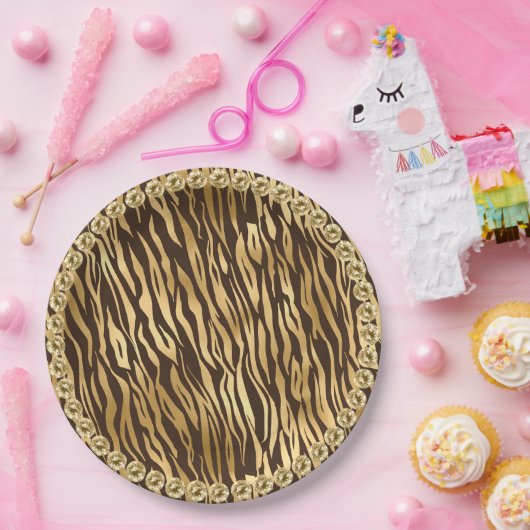 Elegant Gold Tiger Girly  Papieren Bordje (Feest)