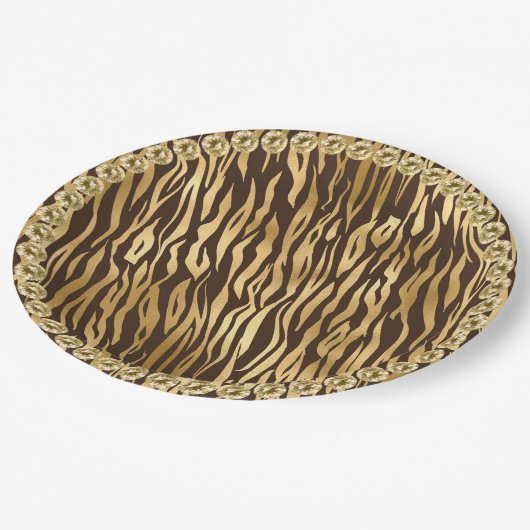 Elegant Gold Tiger Girly Papieren Bordje (Gekanteld)