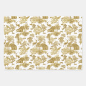 Elegant  Gold Toile Deer Fox Woodland Inpakpapier Vel (Voorkant 2)
