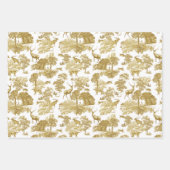 Elegant  Gold Toile Deer Fox Woodland Inpakpapier Vel (Voorkant)