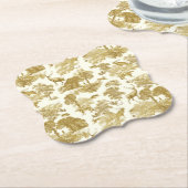 Elegant Gold Toile Deer Fox Woodland Kartonnen Onderzetters (Gekanteld)