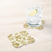 Elegant Gold Toile Deer Fox Woodland Kartonnen Onderzetters (Insitu)