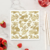 Elegant Gold Toile Deer Fox Woodland Servet (Insitu)