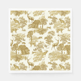 Elegant  Gold Toile Deer Fox Woodland Servet