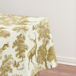 Elegant  Gold Toile Deer Fox Woodland Tafelkleed