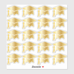Elegant Gold Tone Gradup Cap Sticker