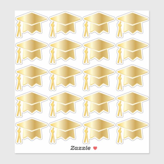 Elegant Gold Tone Gradup Cap Sticker (Vel)