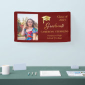 Elegant Gold Tone op maroon Afstuderen fotobanner Spandoek (Beurs)