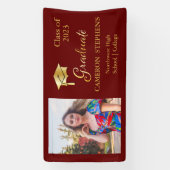 Elegant Gold Tone op maroon Afstuderen fotobanner Spandoek (Verticaal)