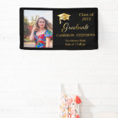Elegant Gold Tone op zwarte Afstuderen fotobanner Spandoek (Insitu)