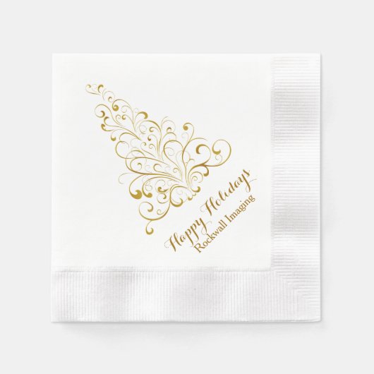 Elegant Gold Tone Tree Corporate Holiday Napkins Servetten (Voorkant)