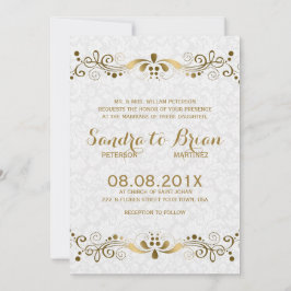 Elegant Gold Tones Floral Lace met witte dampen Kaart