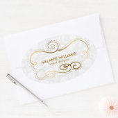 Elegant Gold Tones Swirly Lijst Ovale Sticker (Envelop)