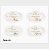 Elegant Gold Tones Swirly Lijst Ovale Sticker (Vel)