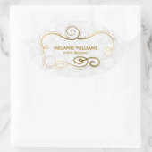 Elegant Gold Tones Swirly Lijst Ovale Sticker (Tas)