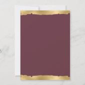 Elegant Gold Torn Edge Burgundy Wedding Kaart (Achterkant)