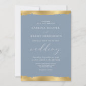 Elegant Gold Torn Edge Dusty Blue Wedding Kaart (Voorkant)