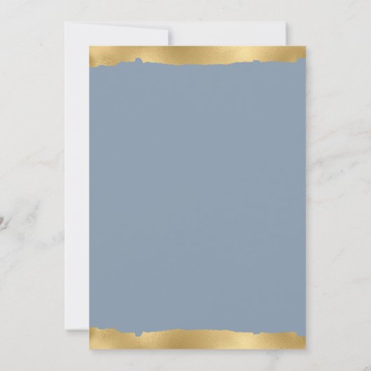 Elegant Gold Torn Edge Dusty Blue Wedding Kaart (Achterkant)
