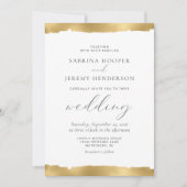 Elegant Gold Torn Edge White Wedding Invitation Kaart (Voorkant)