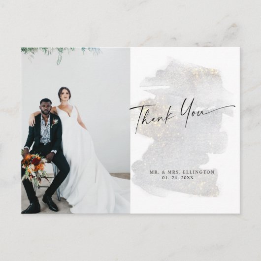 Elegant Gold-Touch Silver-Grey Wedding Hartelijk d Briefkaart (Voorkant)