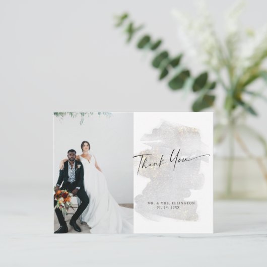 Elegant Gold-Touch Silver-Grey Wedding Hartelijk d Briefkaart (Staand voorkant)