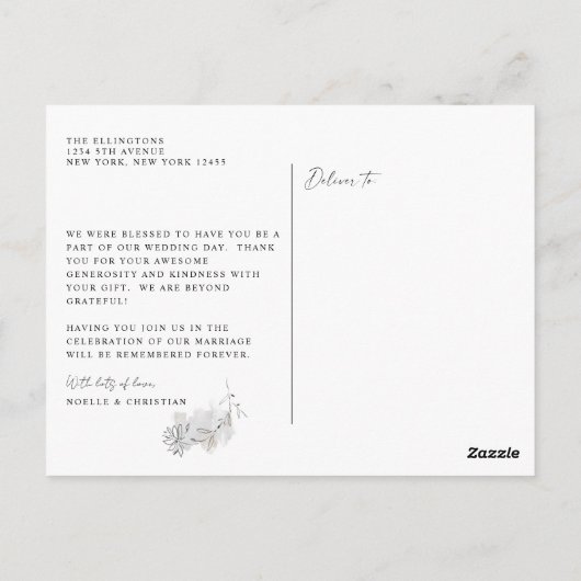 Elegant Gold-Touch Silver-Grey Wedding Hartelijk d Briefkaart (Achterkant)