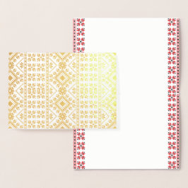 Elegant Gold Traditional Nordic Fair Isle Pattern Folie Kaarten