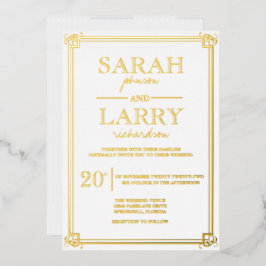 Elegant Gold Traditional Wedding Folie Invitation Uitnodiging