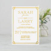 Elegant Gold Traditional Wedding Folie Invitation Uitnodiging (Staand Voorkant)