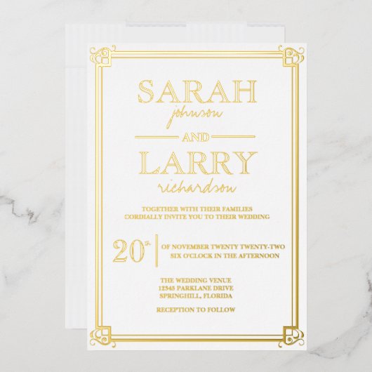 Elegant Gold Traditional Wedding Folie Invitation Uitnodiging (Envelop)