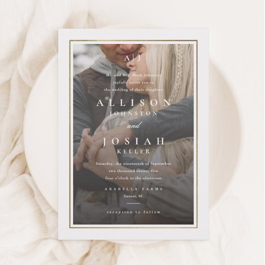 Elegant Gold Transparant Photo Wedding Kaart