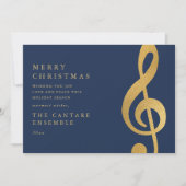 Elegant Gold Treble Clef Merry Christmas Non Photo Feestdagenkaart (Voorkant)