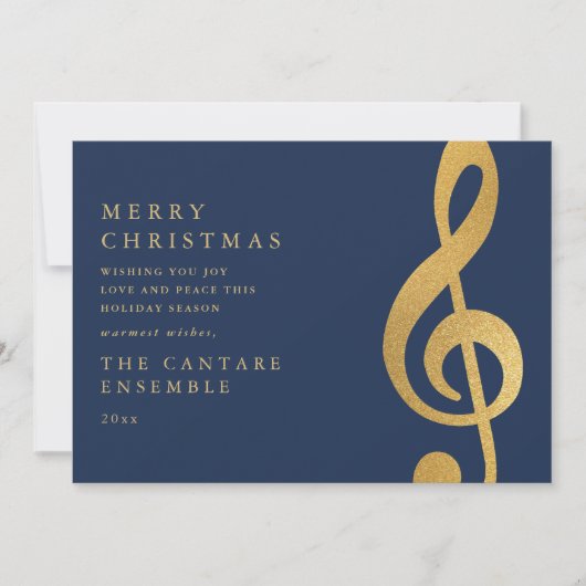 Elegant Gold Treble Clef Merry Christmas Non Photo Feestdagenkaart (Voorkant)