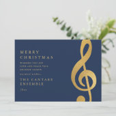 Elegant Gold Treble Clef Merry Christmas Non Photo Feestdagenkaart (Staand voorkant)